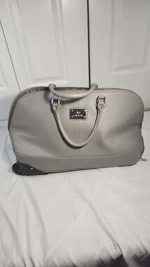 JM New York Grey Saffiano Rolling Duffel Weekender Bag
